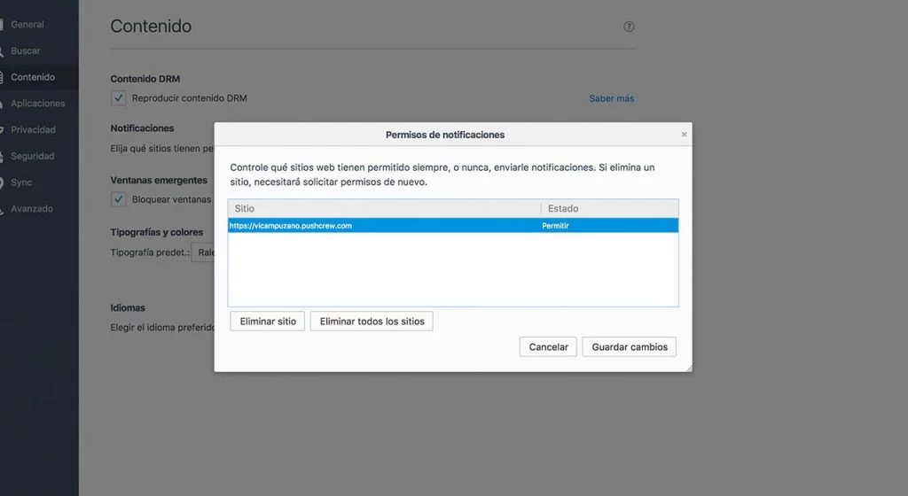 Revocar autorización en Firefox