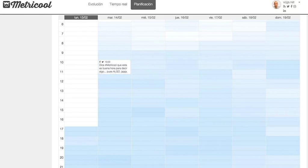 Metricool programación social media