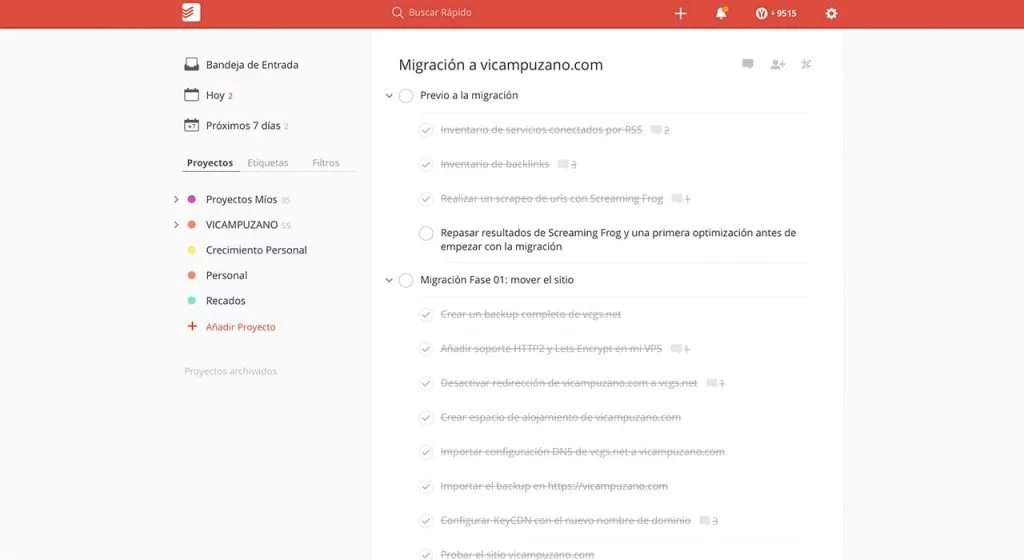 Planificación en Todoist