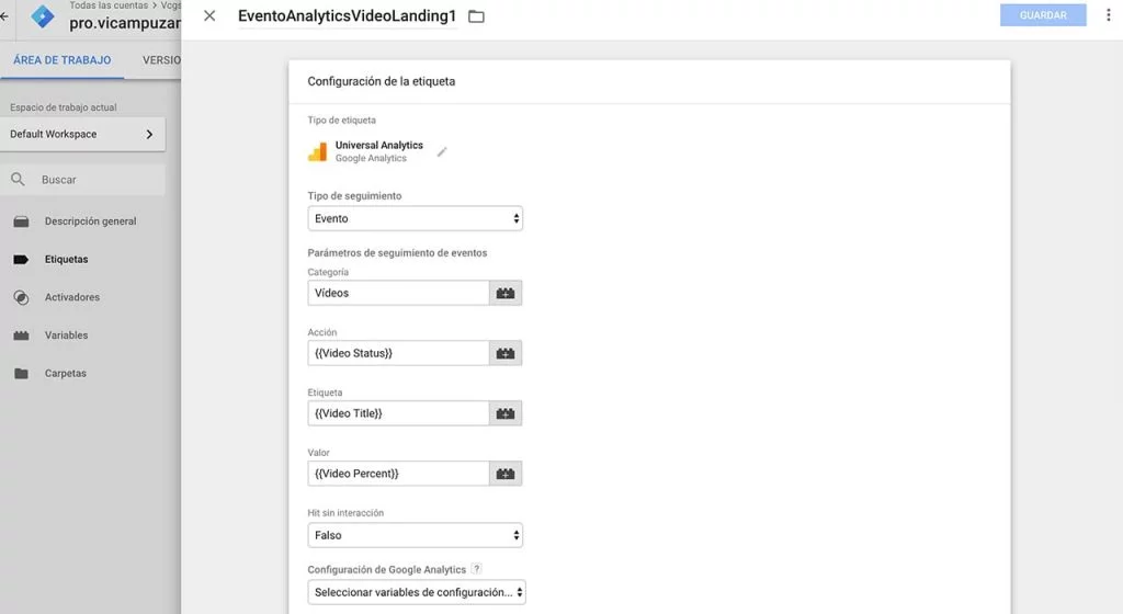 Etiqueta Tag Manager Vídeos